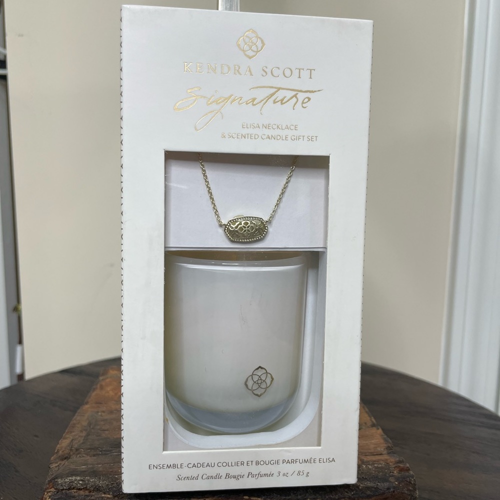 NWT Kendra Scott Elisa Necklace & Signature Candle Gift Set – Gold Gift Box - Picture 2 of 4